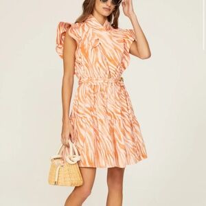 Derek Lam Collective x RTR Orange zebra cutout mini dress cotton summer Size L